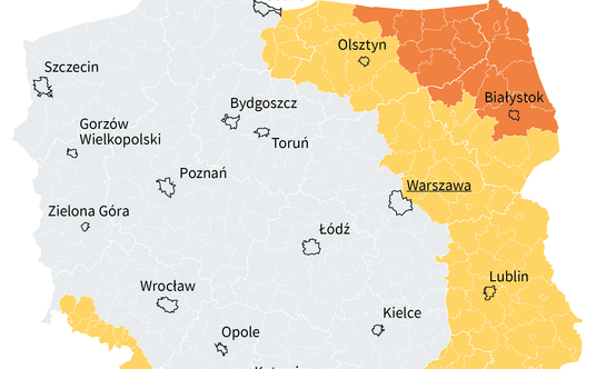 IMGW wydał we wtorek ostrzeżenia drugiego stopnia przed burzami w północnych oraz północno-wschodnic