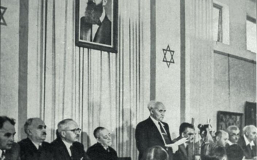 David Ben Gurion odczytuje deklarację niepodległości o ustanowieniu Państwa Izrael