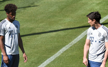 Kingsley Coman i Robert Lewandowski na treningu Bayernu Monachium