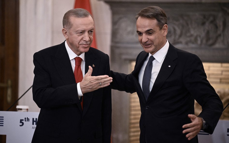 Prezydent Turcji Recep Tayyip Erdogan i premier Grecji Kiriakos Mitsotakis.