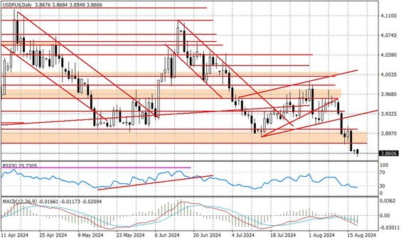 Wykres dzienny USDPLN