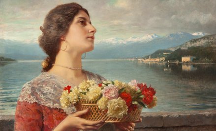 Władysław Czachórski, „Kwiaciarka (Neapolitanka)”, ok. 1900 r. – jedna z prac na wystawie.