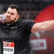 Konrad Bukowiecki, czołowy polski kulomiot, w czasie mityngu Copernicus Cup 2021 w Toruniu.