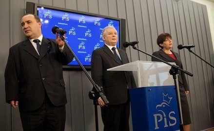 Od lewej: Przemysław Gosiewski, Jarosław Kaczyński, Grażyna Gęsicka
