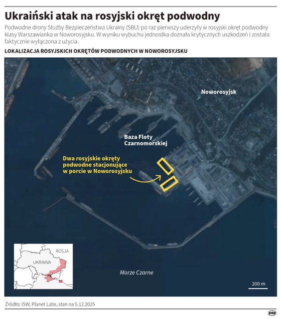 Lokalizacja rosyjskich okrętów podwodnych w Noworosyjsku (MAPA)