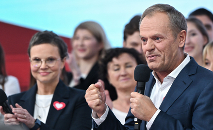 Przewodniczący Platformy Obywatelskiej Donald Tusk cieszył się z wyniku wyborczego Koalicji Obywatel