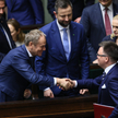 Premier Donald Tusk, marszałek Sejmu Szymon Hołowni, wicepremier, minister obrony Władysław Kosiniak