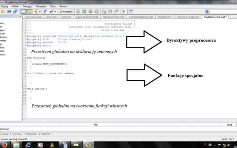 Część 5: Tworzymy prostego robota inwestycyjnego, składającego się z poznanych dotąd elementów języka MQl. Do jego wypróbowania wystarczy demo platformy MetaTrader.