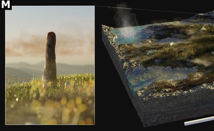 Fragment artystycznej rekonstrukcji organizmu Prototaxites (ilustr. Matt Humpage)