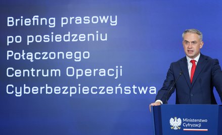 Wicepremier, minister cyfryzacji Krzysztof Gawkowski podczas konferencji prasowej w Warszawie, Konfe