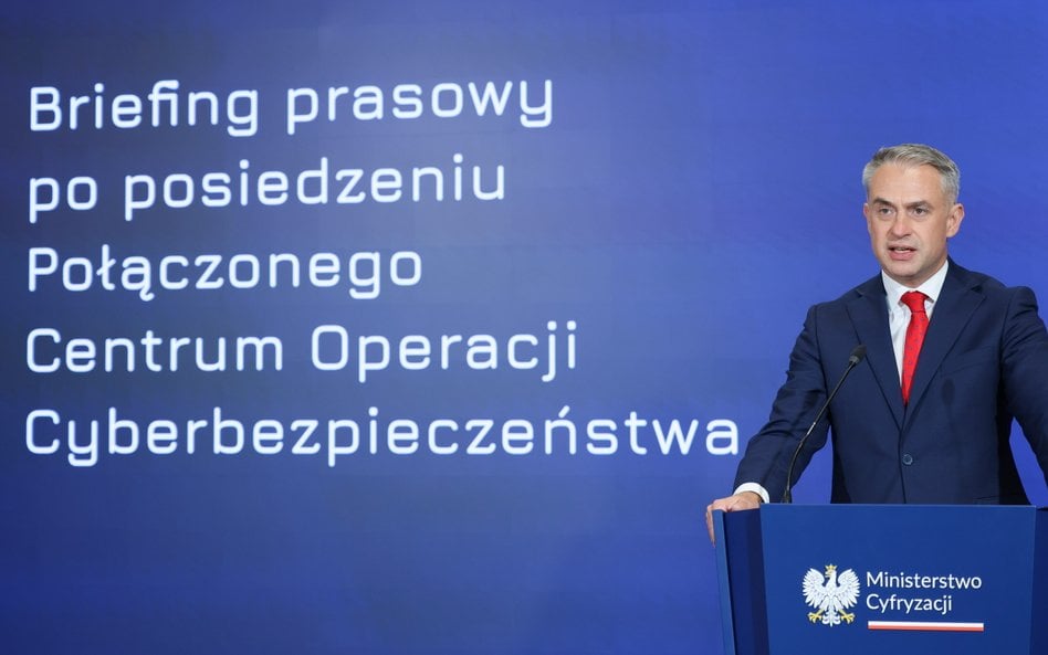Wicepremier, minister cyfryzacji Krzysztof Gawkowski podczas konferencji prasowej w Warszawie, Konfe