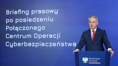 Wicepremier, minister cyfryzacji Krzysztof Gawkowski podczas konferencji prasowej w Warszawie, Konfe