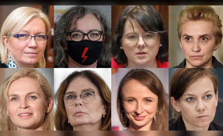 Górny rząd (od lewej): Julia Przyłębska, Marta Lempart, Kaja Godek, Joanna Scheuring-Wielgus. Dolny 