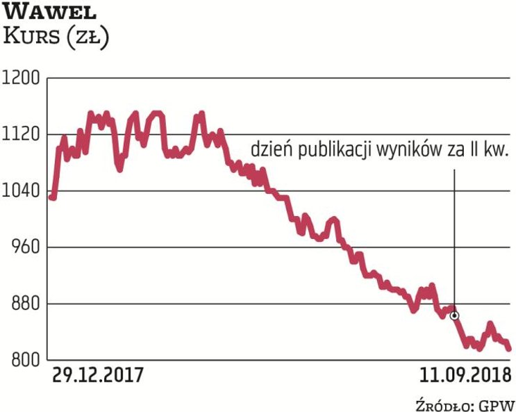 Po bardzo udanym pierwszym kwartale drugi przyniósł spadek przychodów Wawela, co pogrążyło notowania