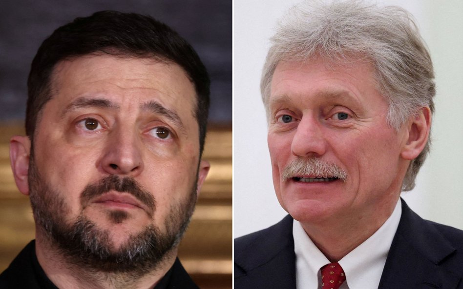 Wołodymyr Zełenski i Dmitrij Pieskow