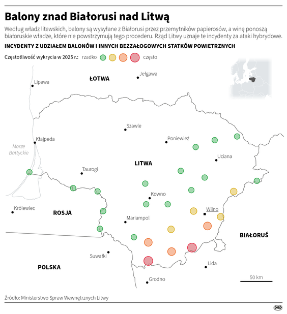 Balony znad Białorusi nad Litwą