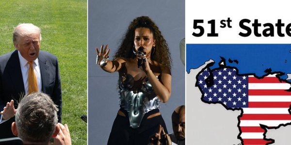 Donald Trump pokazuje mapę z Wenezuelą, jako częścią USA. Polka w finale Eurowizji