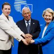 Premier stojącej na czele UE Danii Mette Frederiksen, przewodniczący Rady Europejskiej António Costa
