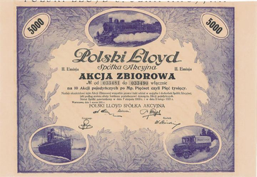 Papier firmy Polski Lloyd ma cenę wywoławczą 1 tys. zł.