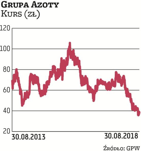 Rosnące ceny gazu przyczyniły się do 44-proc. przeceny akcji Grupy Azoty przez rok (przeszkodziła te