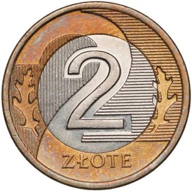 Ostro licytowano 2 złote z 2010 roku z wprasowaną podkładką.