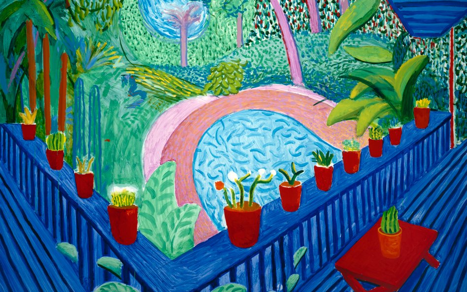 Red Pots in the Garden, 2000 Private collection, courtesy Guggenheim Asher Associates © David Hockne