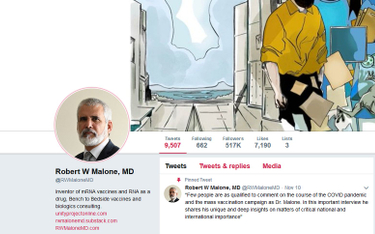 Guru antyszczepionkowców, „twórca technologii mRNA” zablokowany na Twitterze