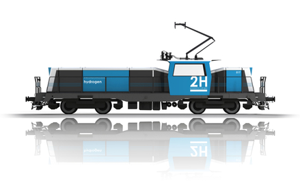 Wizualizacja manewrowej lokomotywy wodorowej drugiej generacji.