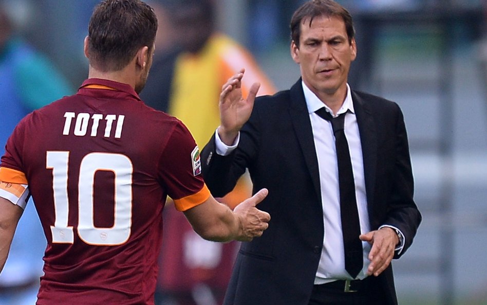 Francesco Totti i trener AS Roma, France Rudi Garcia