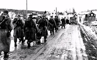 Żołnierze szwedzcy w 1940 roku, prawdopodobnie przy granicy Norwegii