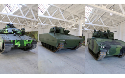 Trzy bojowe wozy piechoty ubiegające się do niedawna o czeskie zamówienie, od lewej: CV90 Mk IV, KF4