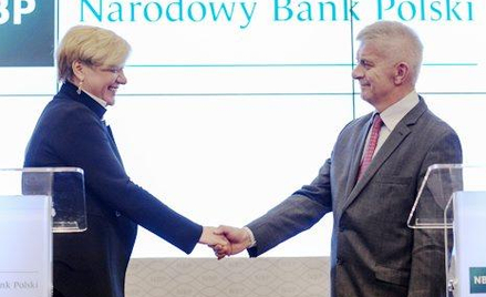 Waleria Gontariewa, prezes Narodowego Banku Ukrainy i Marek Belka, prezes NBP