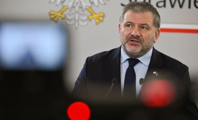 Minister sprawiedliwości, prokurator generalny Waldemar Żurek podczas konferencji prasowej w siedzib