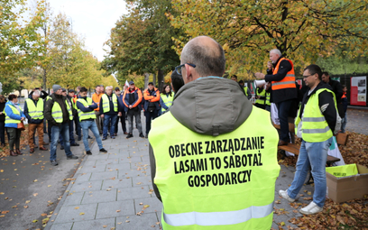 Przedstawiciele branży podczas protestu zorganizowanego przez Polską Izbę Gospodarczą Przemysłu Drze