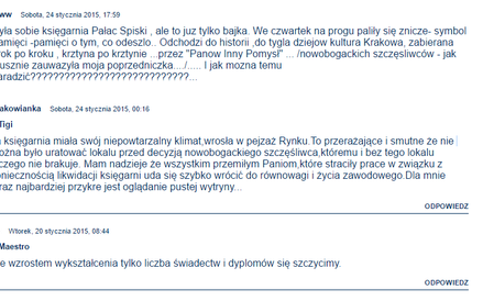 Jeszcze kilka lat temu miłośnicy literatury mogli wybierać w księgarniach na krakowskim rynku. Dziś 