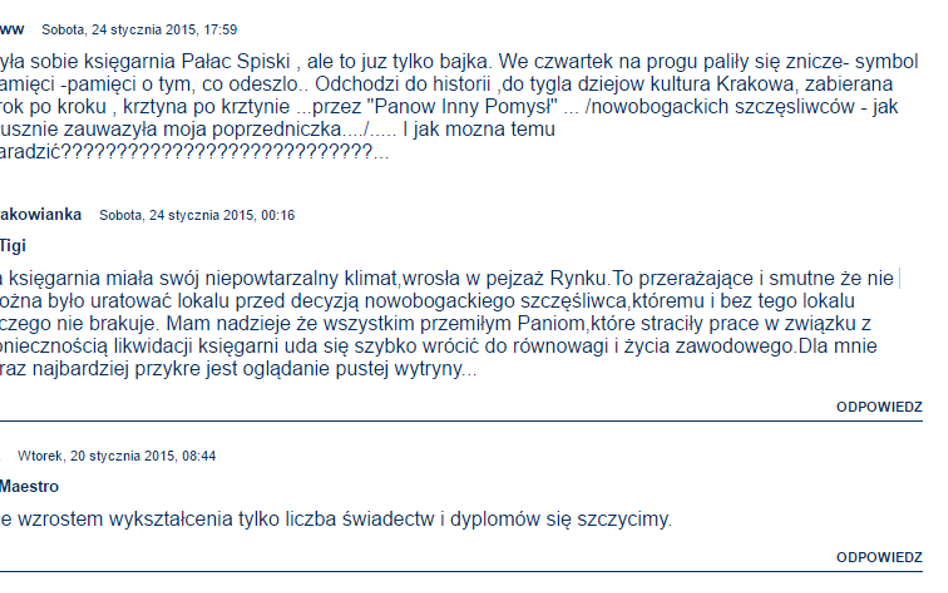 Jeszcze kilka lat temu miłośnicy literatury mogli wybierać w księgarniach na krakowskim rynku. Dziś 