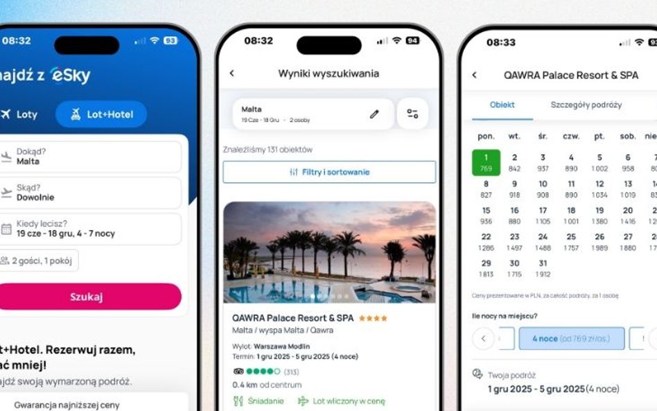 Apka eSky z nową funkcją. Turyści mogą już w niej kupować pakiety dynamiczne
