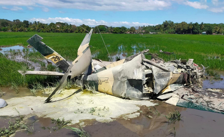 Myśliwiec spadł na pole ryżowe