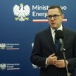 Minister energii Miłosz Motyka na konferencji prasowej w siedzibie Ministerstwa Energii w Warszawie