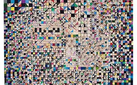 Mateusz Szczypiński, Krzyżówka, 2015, collage, olej, płótno, 46 x 38 cm