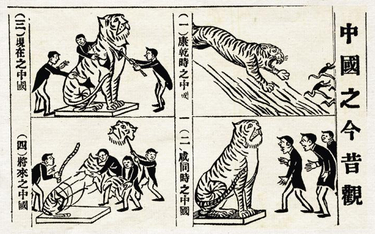 Losy chińskiego tygrysa bywały zmienne: na karykaturze zamieszczonej w roku 1911 w magazynie „Shenzh