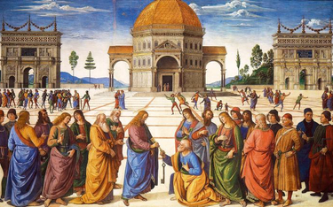 „Jezus przekazuje Piotrowi klucze do królestwa niebieskiego” – fresk z Kaplicy Sykstyńskiej pędzla P