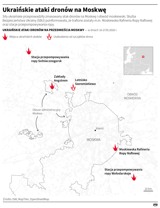 Ukraińskie ataki dronów na Moskwę