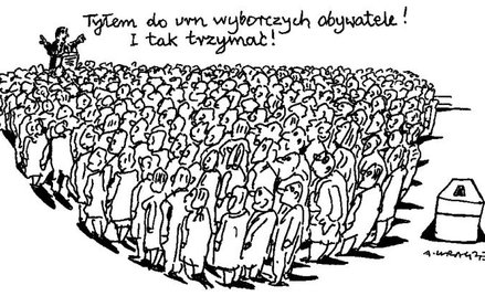 Komentarz rysunkowy. Tyłem do urn wyborczych