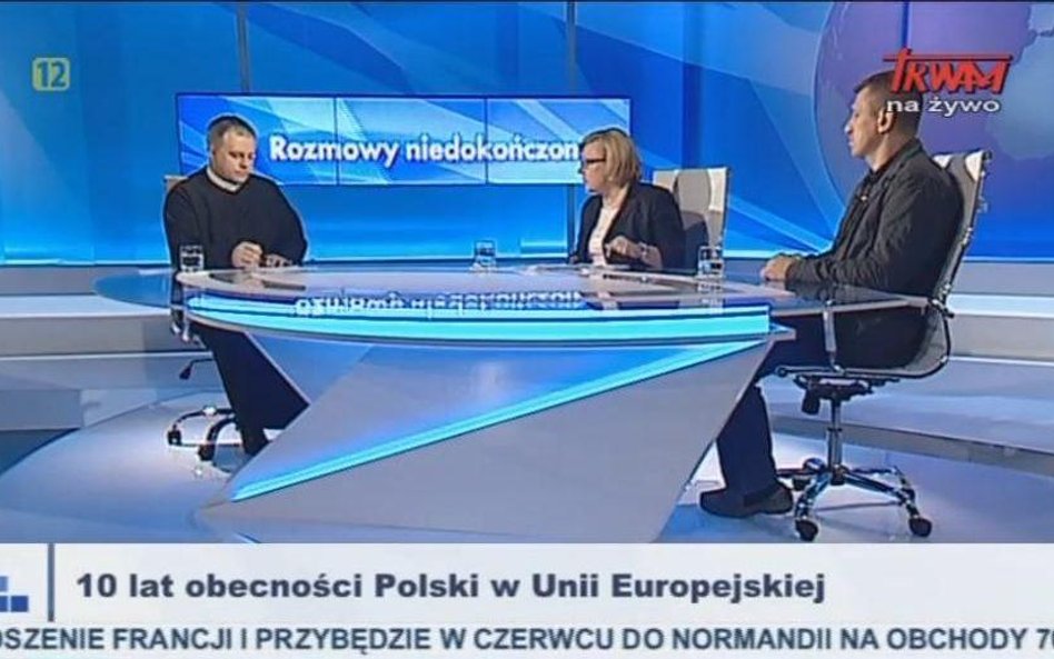 Kadr z audycji w Telewizji Trwam