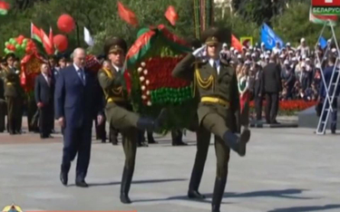 Prezydent Białorusi Aleksandr Łukaszenko podczas parady w Mińsku