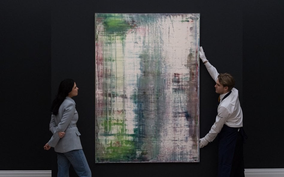 Prezentacja pracy Gerhard Richter zatytułowanej „Heu” przed aukcją w domu aukcyjnym Sotheby's w Lond