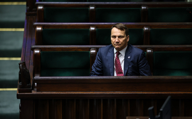 Minister spraw zagranicznych Radosław Sikorski podczas debaty po swoim wystąpieniu w Sejmie.