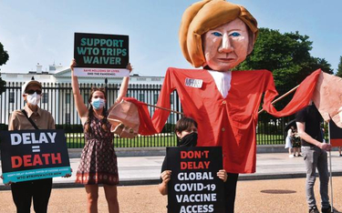 W czasie wizyty Angeli Merkel demonstranci domagali się uwolnienia patentów na produkcję szczepionek
