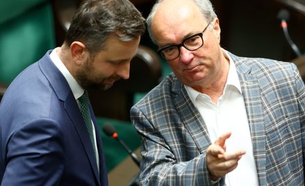 Włodzimierz Czarzasty w Sejmie z Władysławem Kosiniakiem- -Kamyszem, który ma być wicepremierem w no